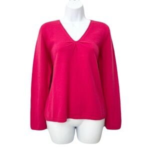 Vintage Talbots Raspberry Pink 100% Cashmere V-Neck Sweater, Size L